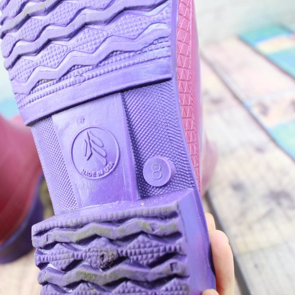 LaCrosse Pink Rubber Knee-High Tall Muck Hunting Rain Boots USA Made Size 8 - Picture 8 of 9